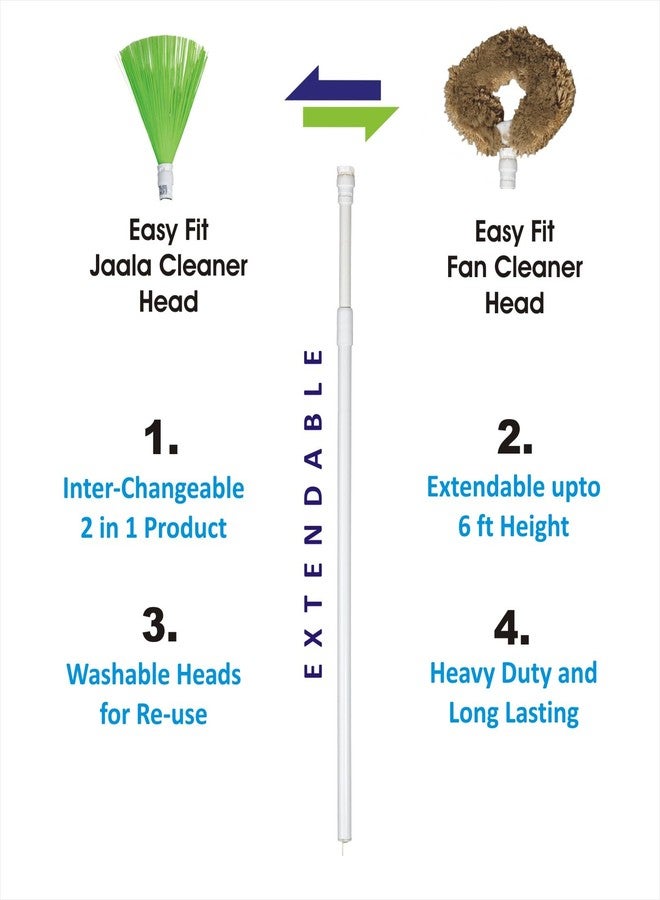 VIMAL Roma (2 in 1) Multi-Purpose Broomstick for Jaala (Spider/Cob Web) / Ceiling Fan/Wall/Roof Cleaning with Extendable Handle - Image 3
